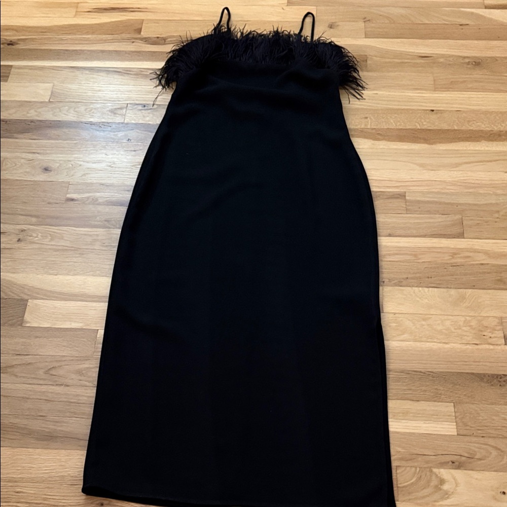 Elliatt Elegant Black Dress with Feather Detail